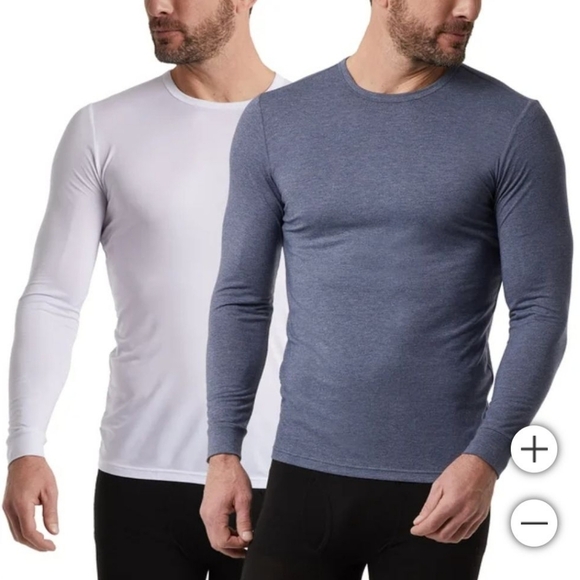 New 32 Degrees Heat 2 Pack Long Sleeve Crew Neck White Grey Men's Size Medium - Picture 1 of 8